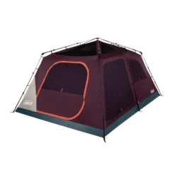 Coleman Skylodge™ 12-Person Instant Camping Tent, Blackberry 18 Coleman Skylodge™ 12-Person Instant Camping Tent, Blackberry -Coleman 12P CbnInstntIntrnlScrnRm BB 1 FrontAngleRight FlyOff WindowsUp