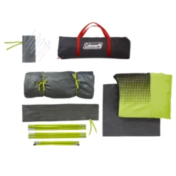 Coleman 4-Person Dark Room Sundome Tent -Coleman 2000032253 coleman dark room tent 4p unassembled green turquoise high angle 1