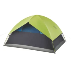 Coleman 4-Person Dark Room Sundome Tent -Coleman 2000032253 coleman dark room tent 4p with rain fly green turquoise from behind right angle 1