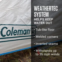 Coleman 4-Person Cabin Tent With Screened Porch, Evergreen -Coleman 2000035607 Congaree ATF 3 1 1