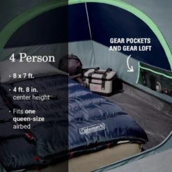 Coleman Skydome™ 4-Person Camping Tent With LED Lighting -Coleman 2155787 ATF6